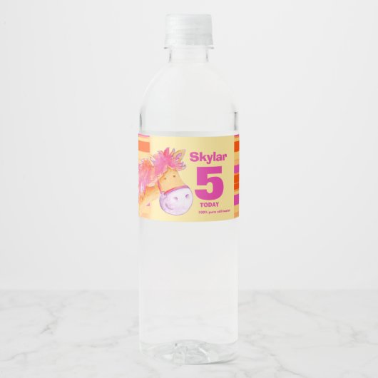Pony grillige waterverf art waterlabels waterfles etiket (Voorkant)