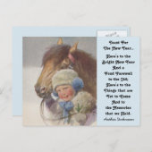 Pony-herinnering uit de kindertijd Nieuwjaars-toas Feestdagenkaart (Voorkant / Achterkant)