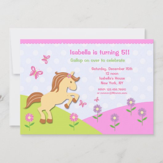 Pony Horse Bithday Party Kaart (Voorkant)