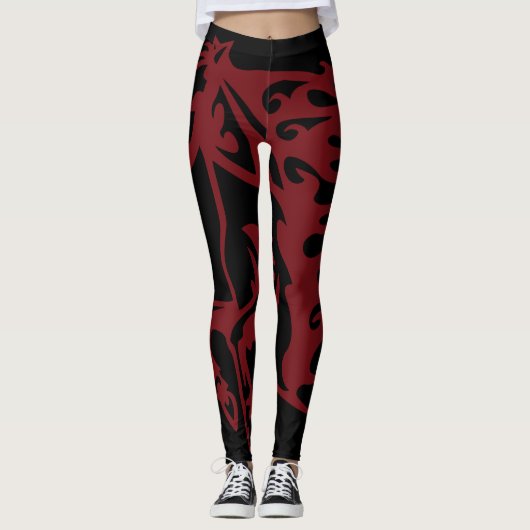 Pony Horse Stallion Steed Rapid Red Line Art Leggings (Voorkant)