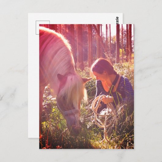 Pony im Wald Briefkaart (Voorkant / Achterkant)
