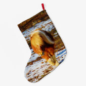 Pony in de sneeuw grote kerstsok (Achterkant (Hangend))