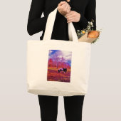 PONY IN EEN RAINBOW gekleurd veld Grote Tote Bag (Voorkant (product))