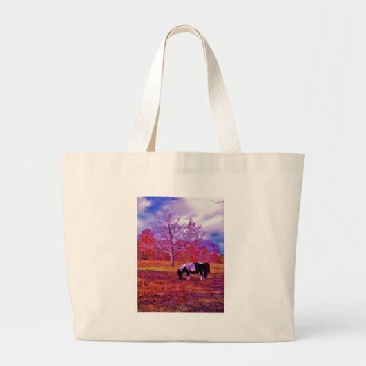PONY IN EEN RAINBOW gekleurd veld Grote Tote Bag (Voorkant)