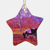 PONY IN EEN RAINBOW gekleurd veld Keramisch Ornament (Links)