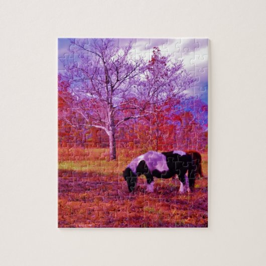 PONY IN EEN RAINBOW gekleurd veld Legpuzzel (Verticaal)