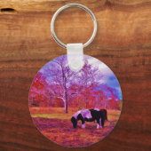 PONY IN EEN RAINBOW gekleurd veld Sleutelhanger (Voorkant)