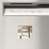 Pony in sneeuw met boommagneet magneet (Insitu (Vaatwasser))