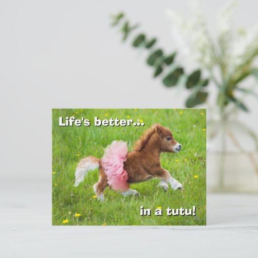 Pony in Tutu Uitnodiging Briefkaart (Staand voorkant)