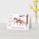 Pony Joke kaart, met eekhoorn. Verjaardag Naam toe Kaart (Gele Bloem)