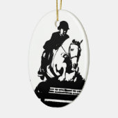 Pony Jumping bw Keramisch Ornament (Links)