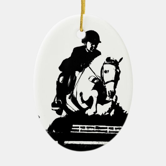 Pony Jumping bw Keramisch Ornament (Voorkant)