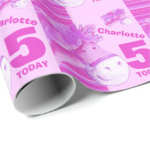 Pony kind 5e verjaardagstreep cadeaupapier (Rol Hoek)