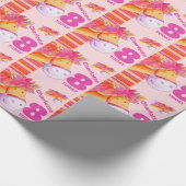 Pony kinder 8e verjaardag stripe wrapping cadeaupapier (Hoek)