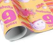 Pony kinder 9e verjaardag stripe wrapping cadeaupapier (Rol Hoek)