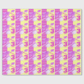 Pony kinder derde verjaardagstreep cadeaupapier (Vlak)