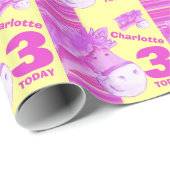 Pony kinder derde verjaardagstreep cadeaupapier (Rol Hoek)