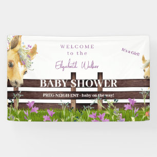 Pony Lavendel Wildflower Baby shower Welkom Spandoek