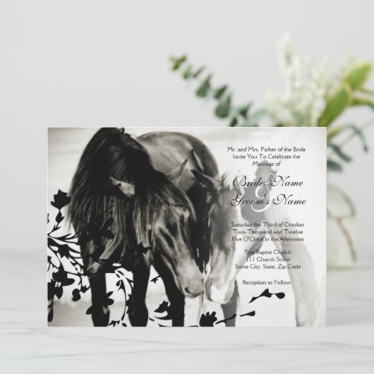 Pony Love Wedding Invitation Kaart (Staand voorkant)