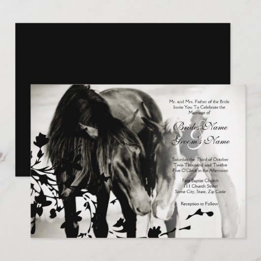 Pony Love Wedding Invitation Kaart (Voorkant / Achterkant)