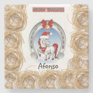Pony marmer Stone Onderzetter Kerstmis
