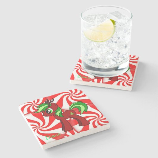 Pony marmer Stone Onderzetter Kerstmis (Zijkant)