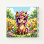 Pony met bloemen schetsboek Notitieboek (Achterkant)