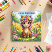  Pony met bloemen schetsboek Notitieboek