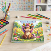 Pony met bloemen schetsboek Notitieboek