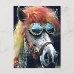 Pony met Clown Haar en Glazen Briefkaart