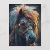 Pony Met Clown Haar en Googles Briefkaart (Voorkant)