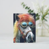 Pony Met Clownhaar en Bril Briefkaart (Staand voorkant)