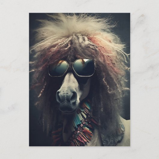 Pony Met Clownhaar en Zonnebril Briefkaart (Voorkant)