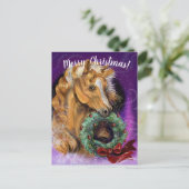 Pony met kerst Wreath Briefkaart (Staand voorkant)