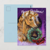 Pony met kerst Wreath Briefkaart (Voorkant / Achterkant)