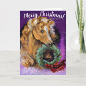 Pony met kerst Wreath Kaart (Voorkant)