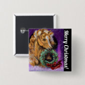 Pony met kerst Wreath Vierkante Button 5,1 Cm (Voorkant /achterkant)