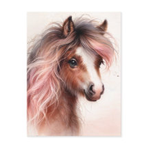 Pony Met Roze Manen Waterverf