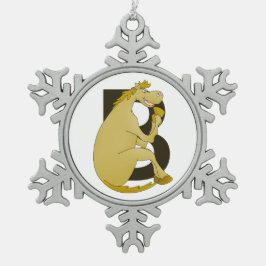 Pony-monogram letter B Tin Sneeuwvlok Ornament