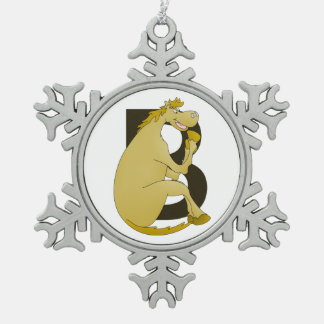 Pony-monogram letter B Tin Sneeuwvlok Ornament