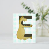 Pony-monogram letter E gepersonaliseerd Briefkaart (Staand voorkant)