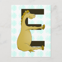 Pony-monogram letter E gepersonaliseerd Briefkaart