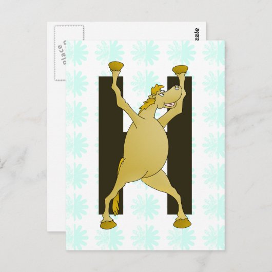 Pony-monogram letter H gepersonaliseerd Briefkaart (Voorkant / Achterkant)