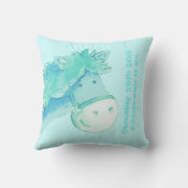 Pony naam en pasgeboren cadeau bleek aqua pillow kussen (Achterkant)