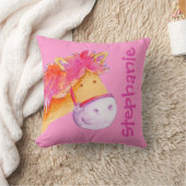 Pony naam en pasgeboren cadeau oranje roze kussen (Deken)