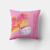 Pony naam en pasgeboren cadeau oranje roze kussen (Achterkant)
