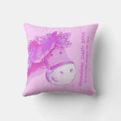 Pony Naam & Geboorte Pasgeboren Gift bleke paarse  Kussen (Achterkant)