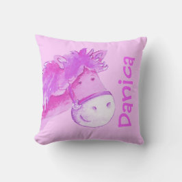Pony Naam & Geboorte Pasgeboren Gift bleke paarse  Kussen