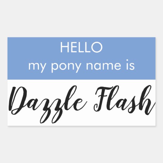 Pony Naam Tag - Dazzle Flash Rechthoekige Sticker (Voorkant)
