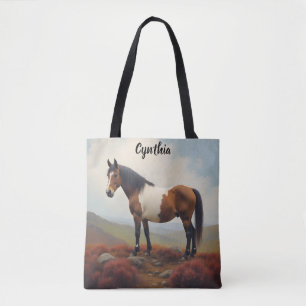 Pony op een hei tote bag